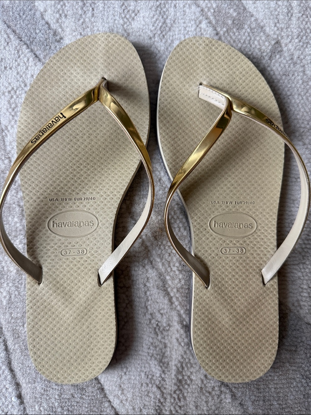 Havaianas gold flip flops